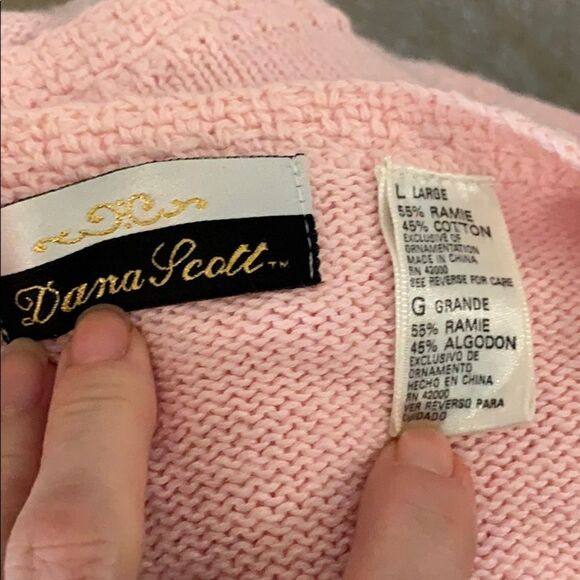 Vtg 80s/90s Dana Scott pink embroidered short sleeve cardigan - Picture 7 of 8
